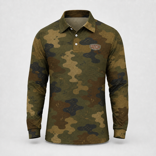 Oakicon Dark Frogskin Personalized Name Camo Polo Long-sleeve, Oakicon Camo Polo Long-sleeve