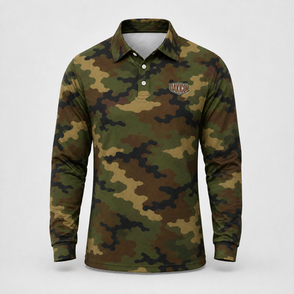 Oakicon Classic Woodland Personalized Name Camo Polo Long-sleeve, Oakicon Camo Polo Long-sleeve