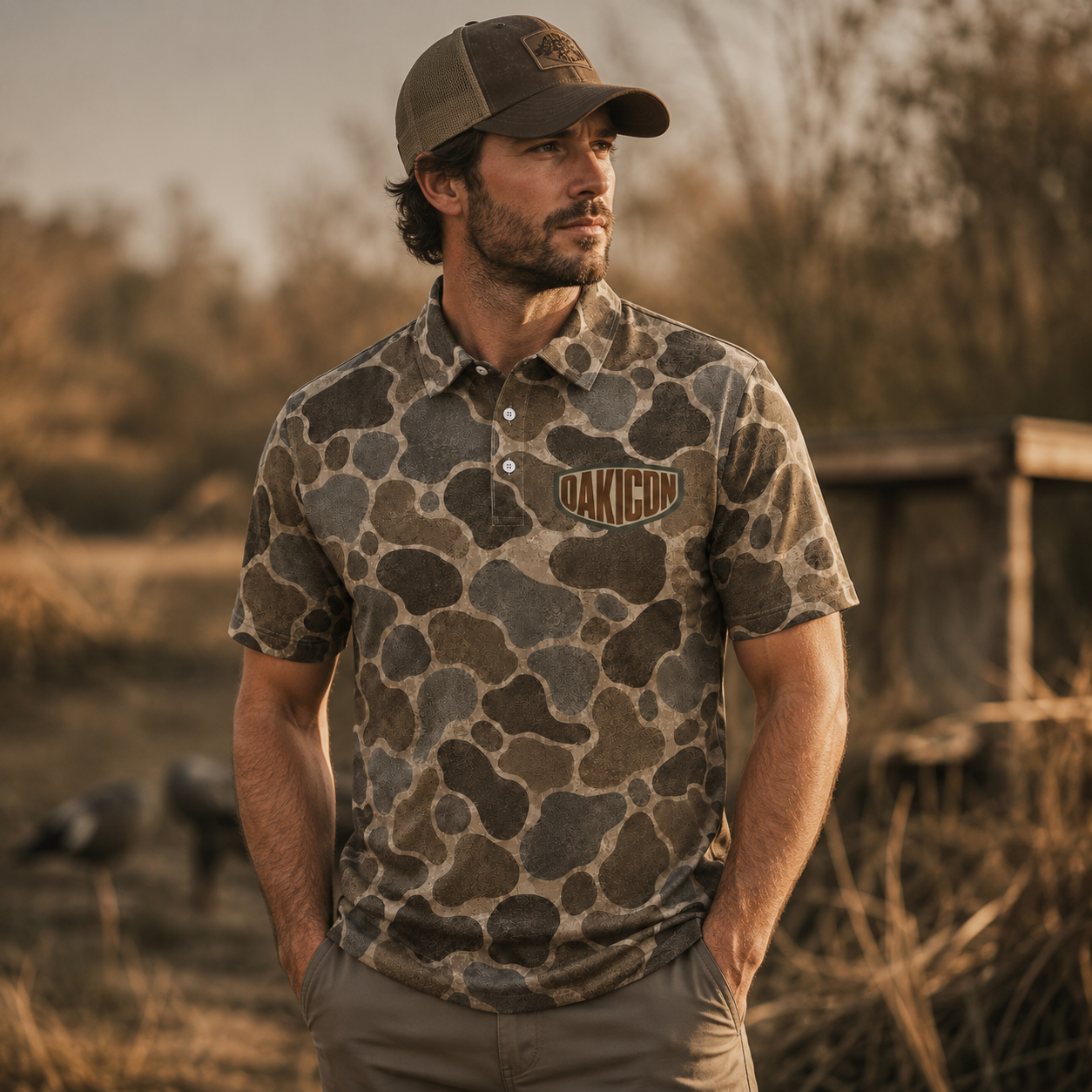 Oakicon Duck Hunter Personalized Name Camo Polo Shirt, Oakicon Camo Polo Shirt