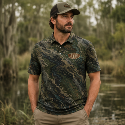 Oakicon Dark Forest Personalized Name Camo Polo Shirt, Oakicon Camo Polo Shirt
