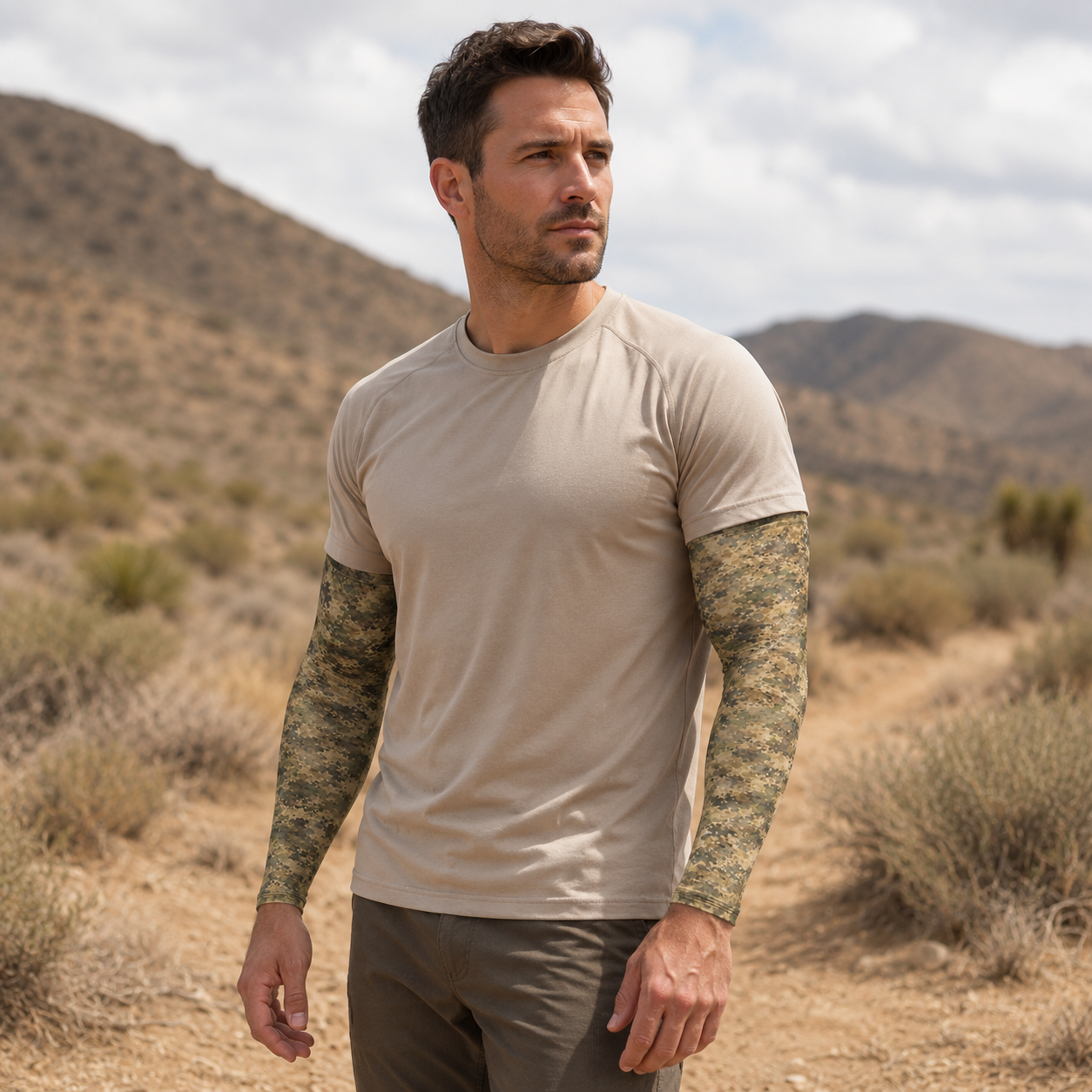 Oakicon Light Olive Brush Personalized Name Camo Temporary Sleeve, Oakicon Camo Temporary Sleeve