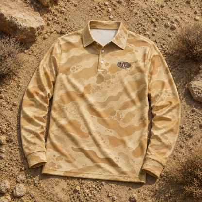 Oakicon Desert Sand Personalized Name Camo Polo Long-sleeve, Oakicon Camo Polo Long-sleeve