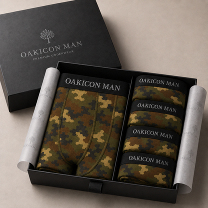 Oakicon Dark Frogskin Personalized Name Camo Boxer Briefs, Oakicon Camo Boxer Briefs