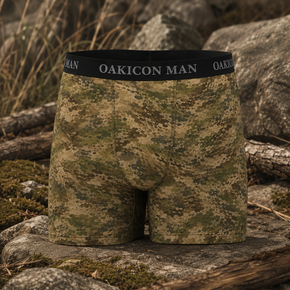 Oakicon Light Olive Brush Personalized Name Camo Boxer Briefs, Oakicon Camo Boxer Briefs