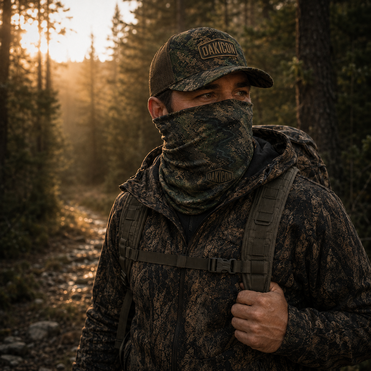 Oakicon Dark Forest Personalized Name Camo Neck Gaiter, Oakicon Camo Neck Gaiter