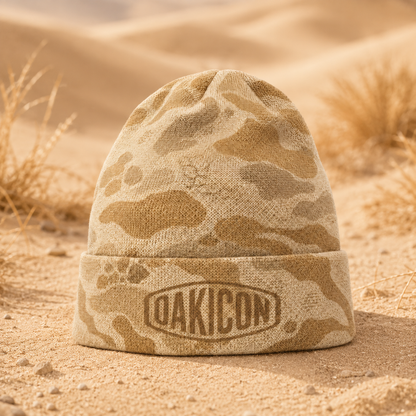 Oakicon Desert Sand Personalized Name Camo Cuffed Beanie, Oakicon Camo Cuffed Beanie