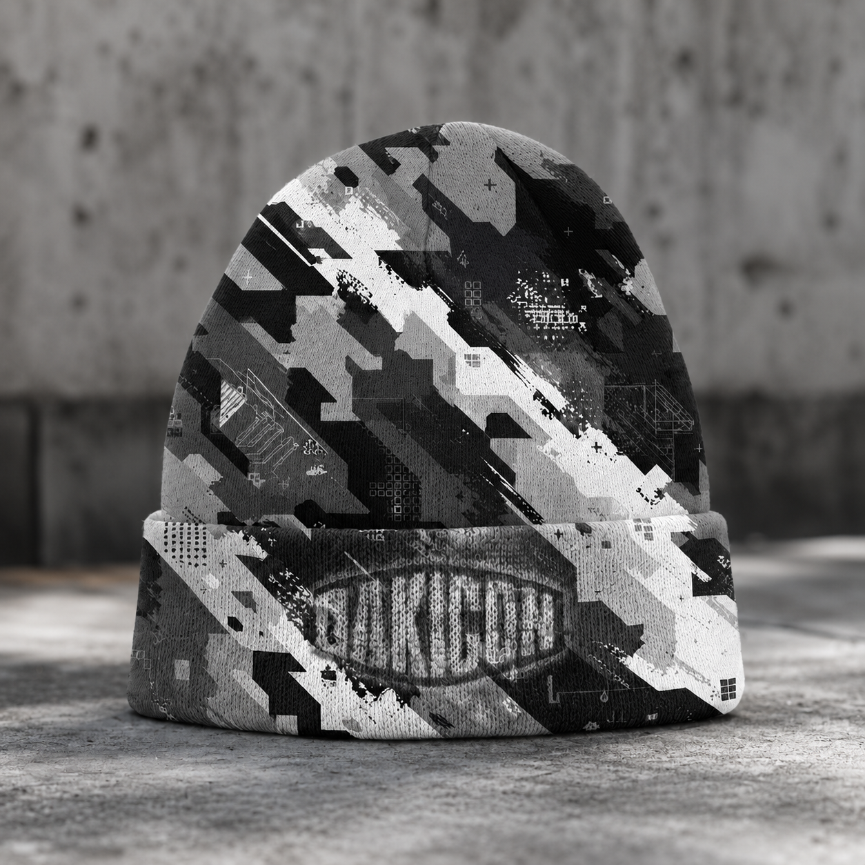 Oakicon Urban Digital Brush Personalized Name Camo Cuffed Beanie, Oakicon Camo Cuffed Beanie