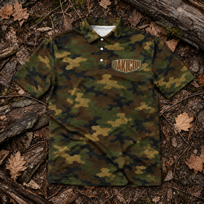 Oakicon Classic Woodland Personalized Name Camo Polo Shirt, Oakicon Camo Polo Shirt