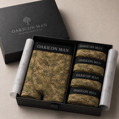 Oakicon Light Olive Brush Personalized Name Camo Boxer Briefs, Oakicon Camo Boxer Briefs