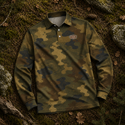 Oakicon Dark Frogskin Personalized Name Camo Polo Long-sleeve, Oakicon Camo Polo Long-sleeve