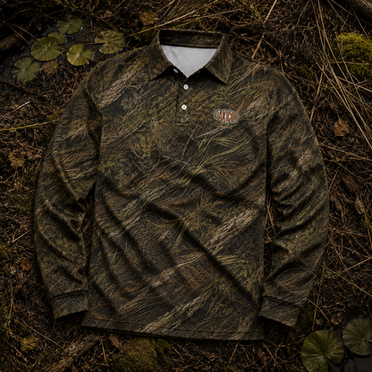 Oakicon Dark Marsh Personalized Name Camo Polo Long-sleeve, Oakicon Camo Polo Long-sleeve