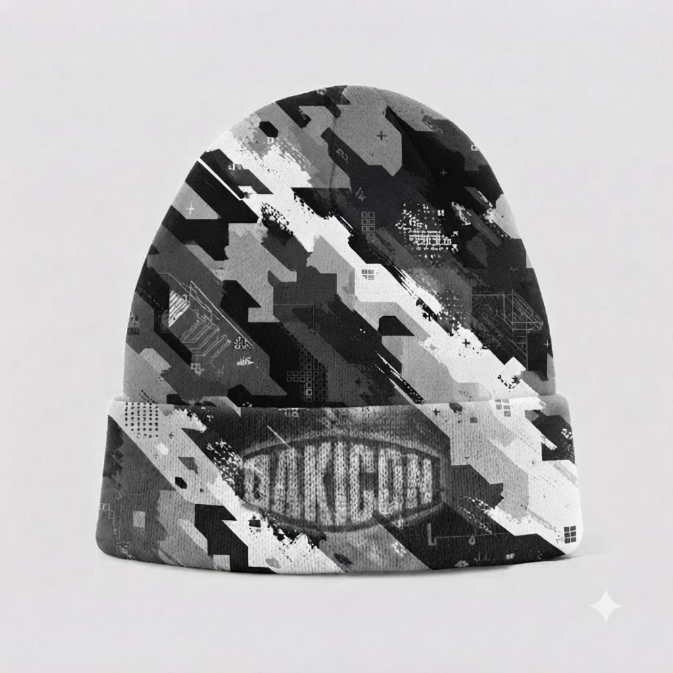 Oakicon Urban Digital Brush Personalized Name Camo Cuffed Beanie, Oakicon Camo Cuffed Beanie